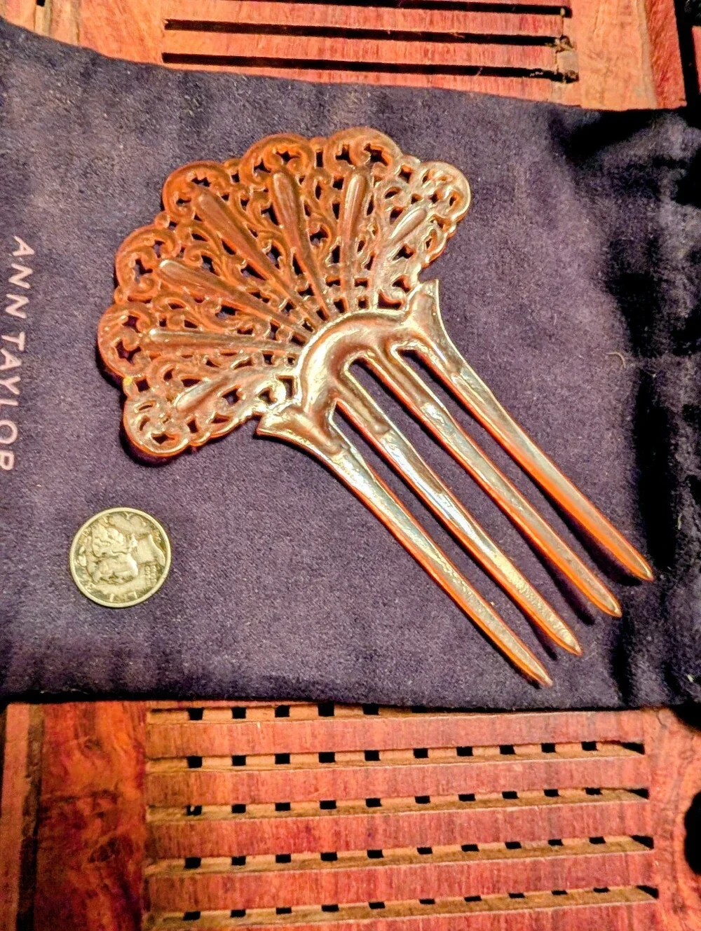 Antique Art Nouveau Celluloid Hair Comb